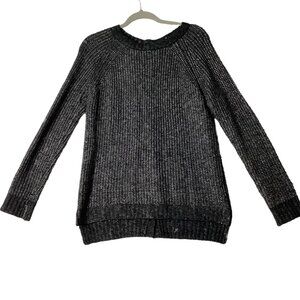 Andrea Jovine Black Gray Wool Blend Sweater Women Sz Large Button Back Accent